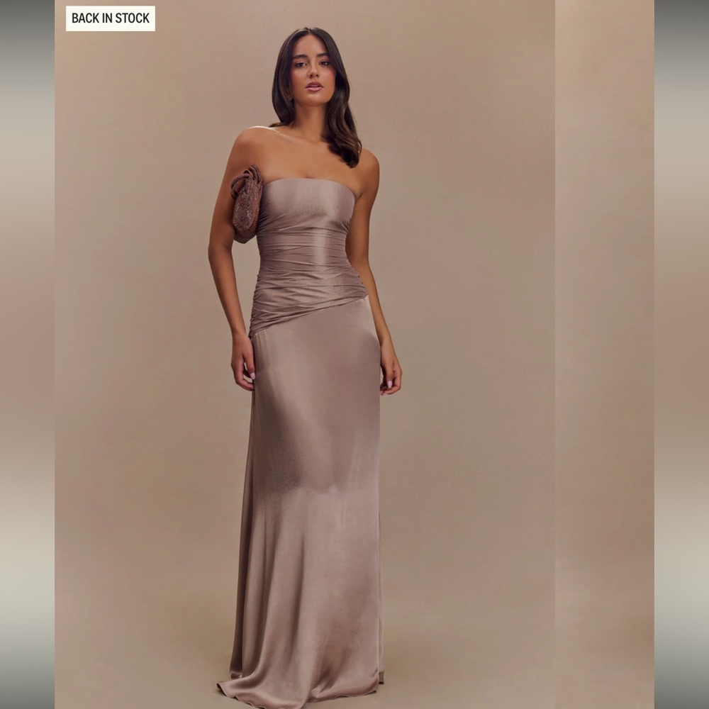 Meshki Taupe Strapless Maxi Dress
